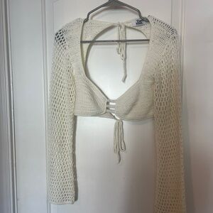 Tiger Mist white Crochet Crop Top
